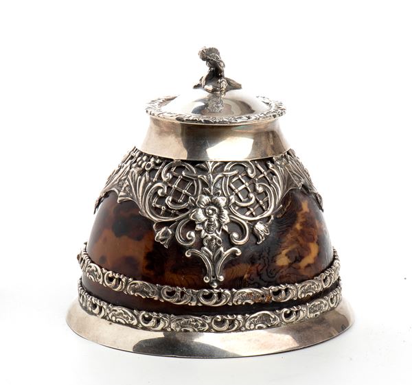 Henry John e Albert Edward Batson - English sterling silver and tortoiseshell inkwell