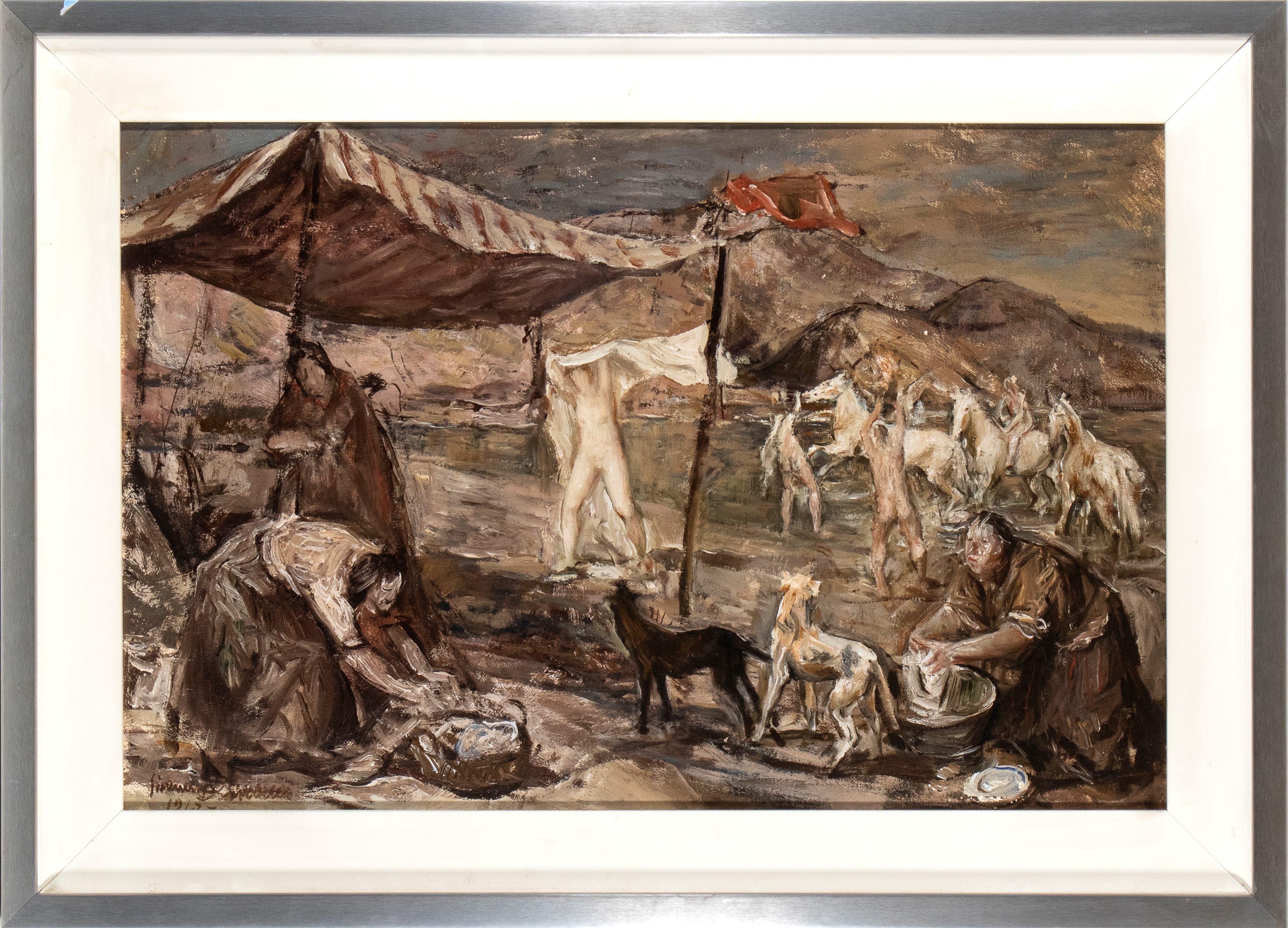 Bozzetto, personaggi al fiume