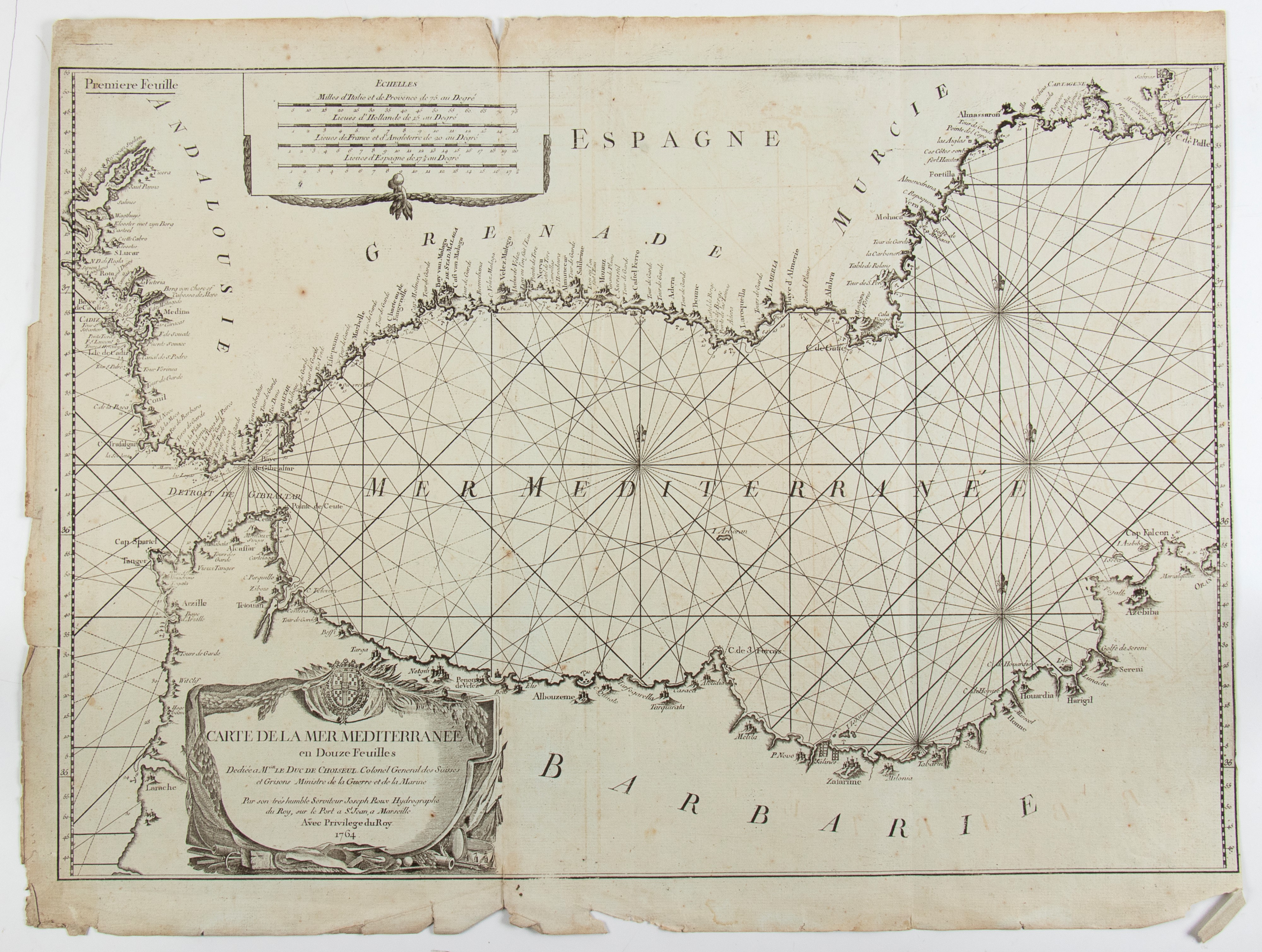 Carte de la Mer Méditerranée en douze feuilles