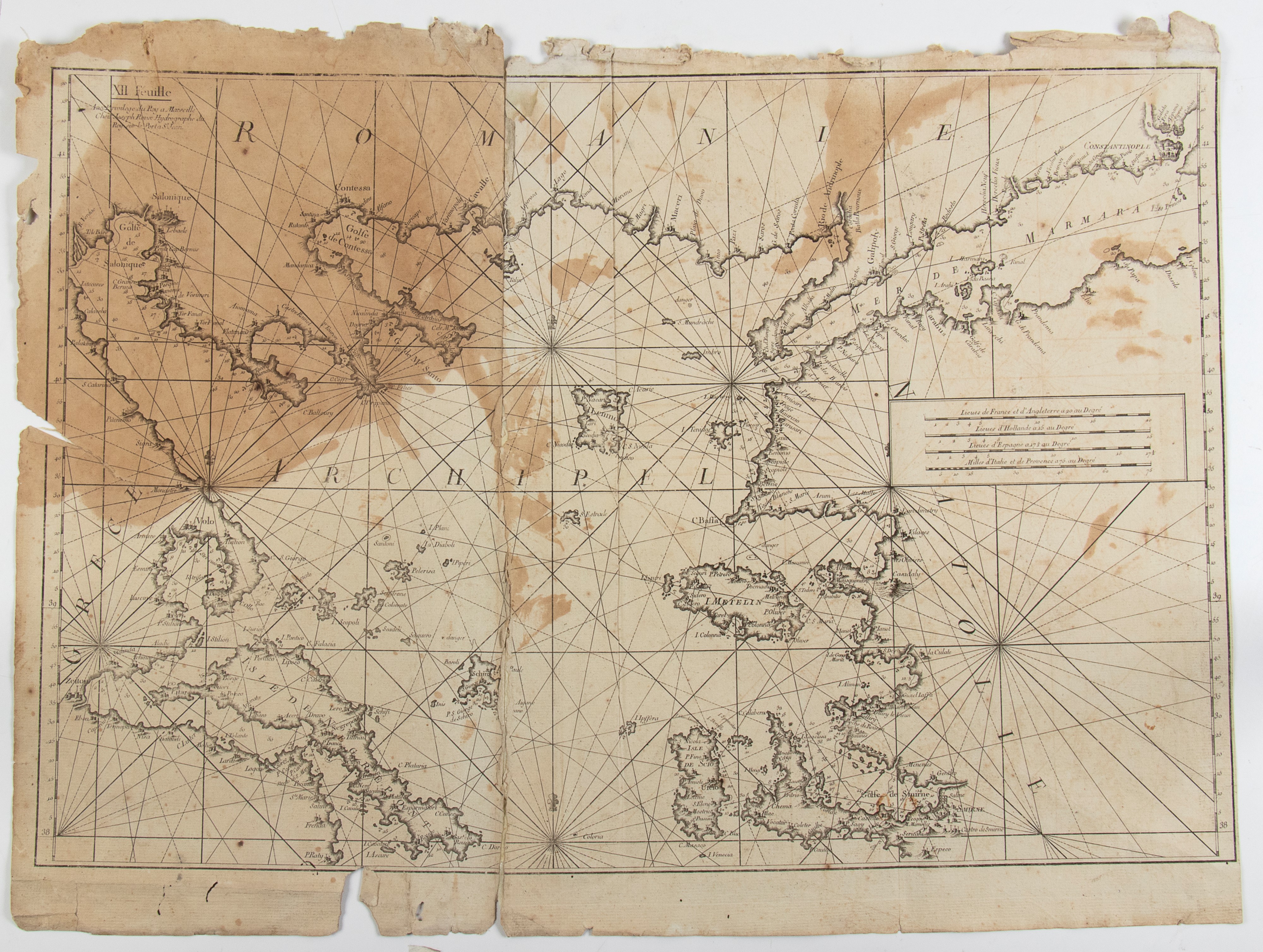 Carte de la Mer Méditerranée en douze feuilles