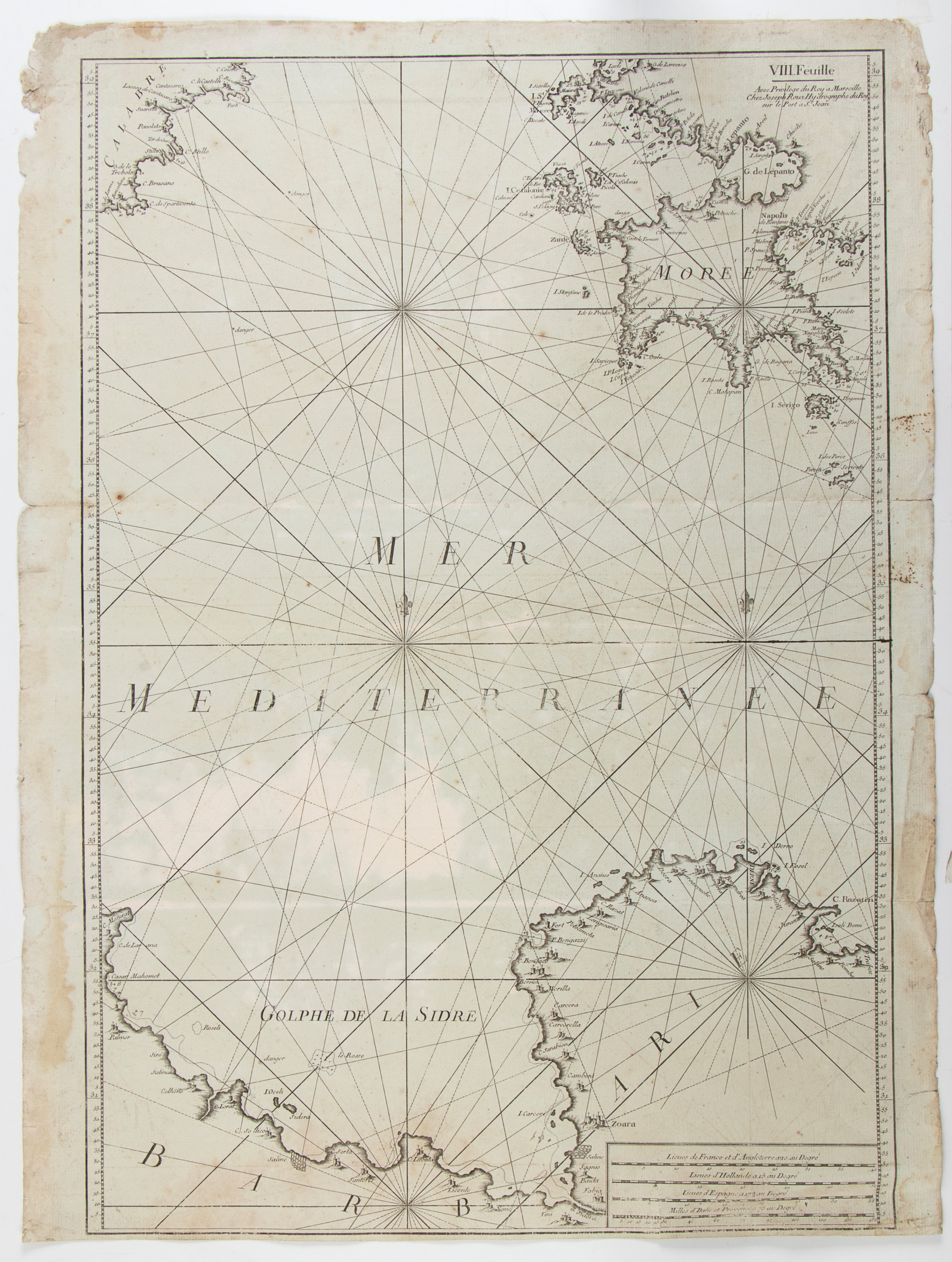 Carte de la Mer Méditerranée en douze feuilles