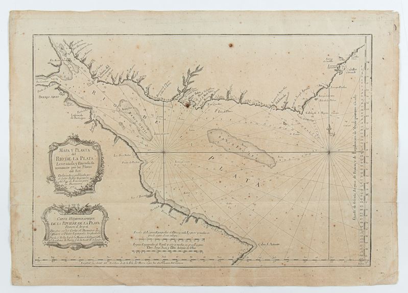 Mapa y Planta del Rio de la Plata Leventada y Emendada novamente por los Pilotos del Rey . . . Ca...