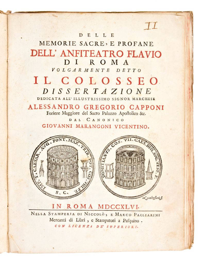 [roma] Marangoni, Giovanni : delle Memorie Sacre, e Profane Dell'anfiteatro Flavio di Roma Volgar...
