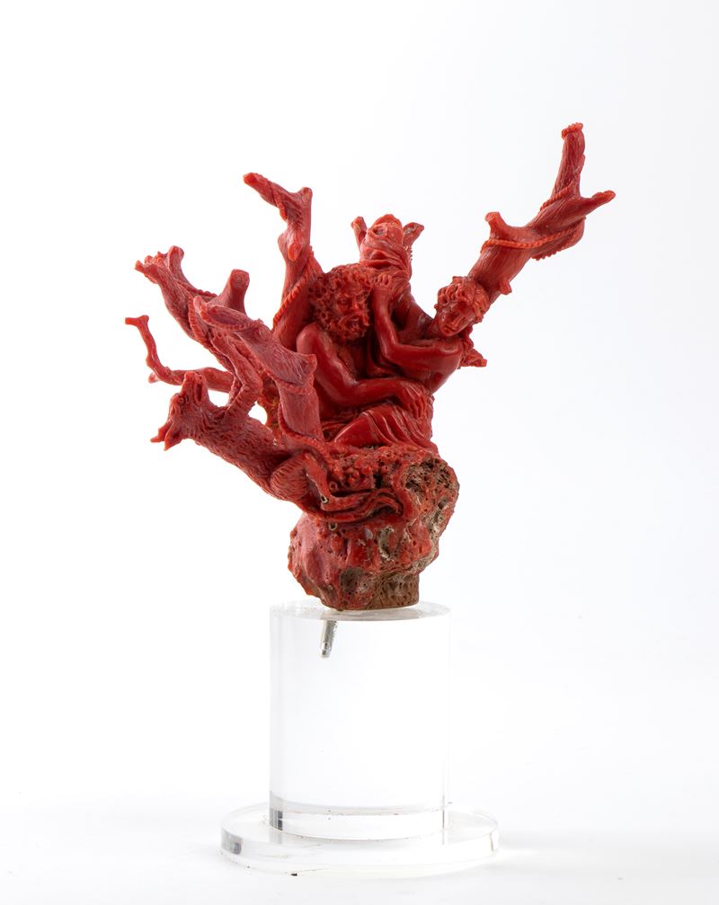 Italia meridionale, Scultura in corallo raffigurante il Ratto di Proserpina