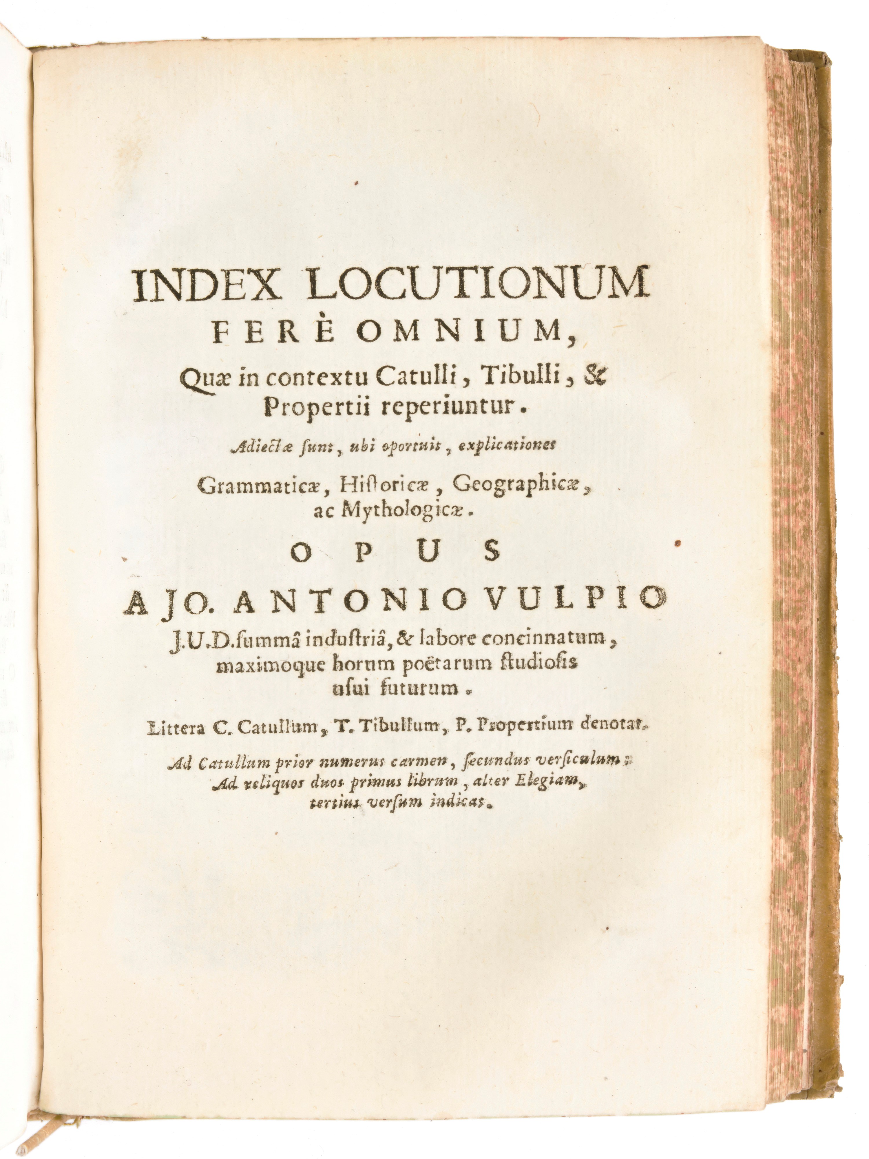 [classici Latini] Volpi, Giovanni Antonio : C. Valerius Catullus, Albius Tibullus E.r. Sex. Aurel...