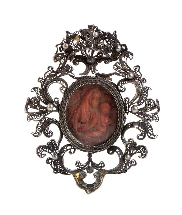 Madonna and Child in coral and silver