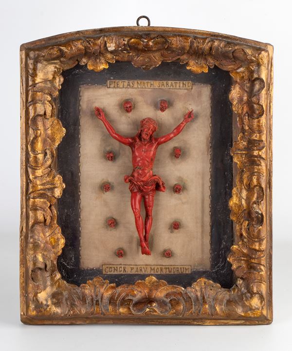 Italian Coral crucifix with theca