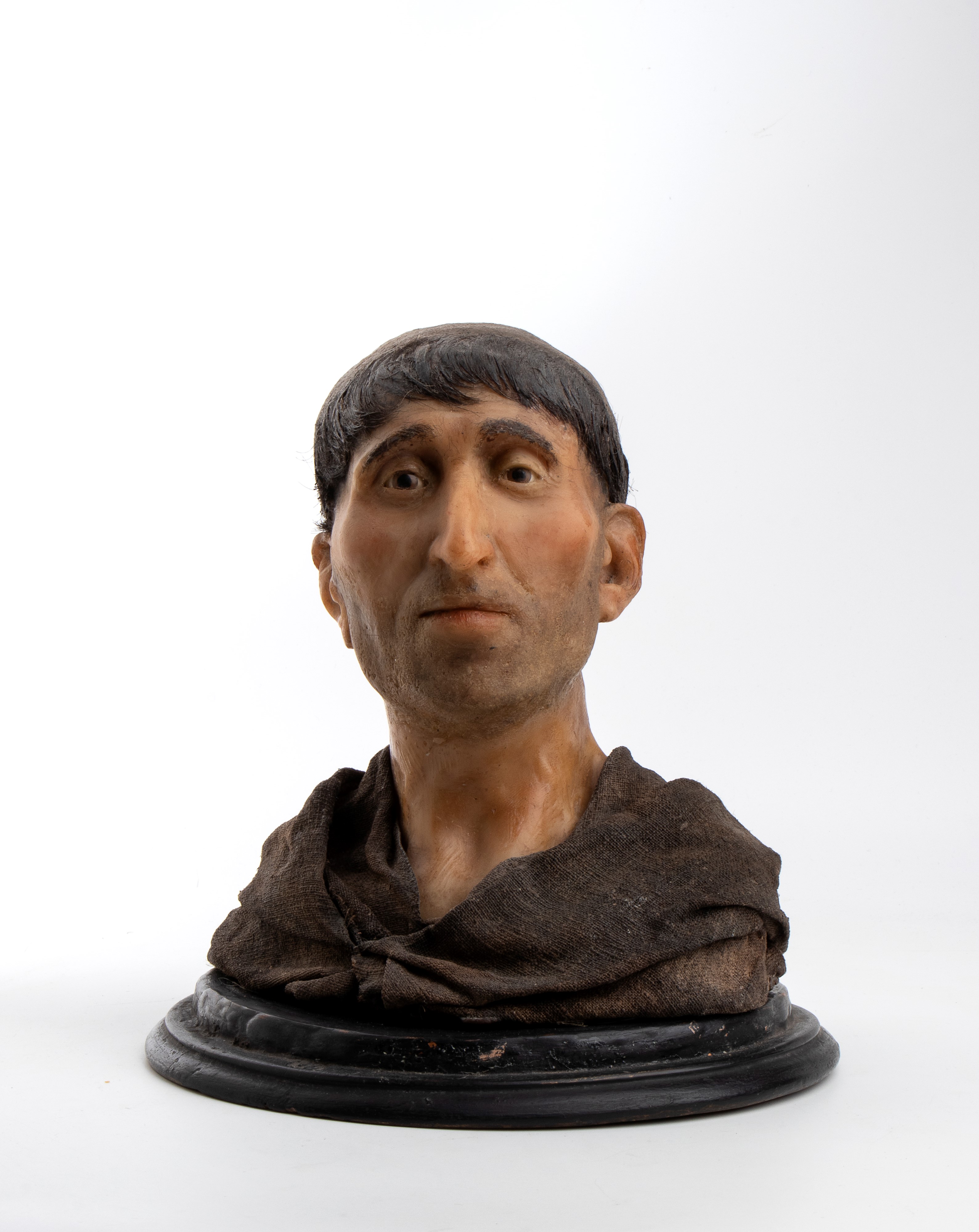 Ceroplastica, Girolamo Savonarola a mezzo busto entro campana di vetro, ambito napoletano XVII-XV...