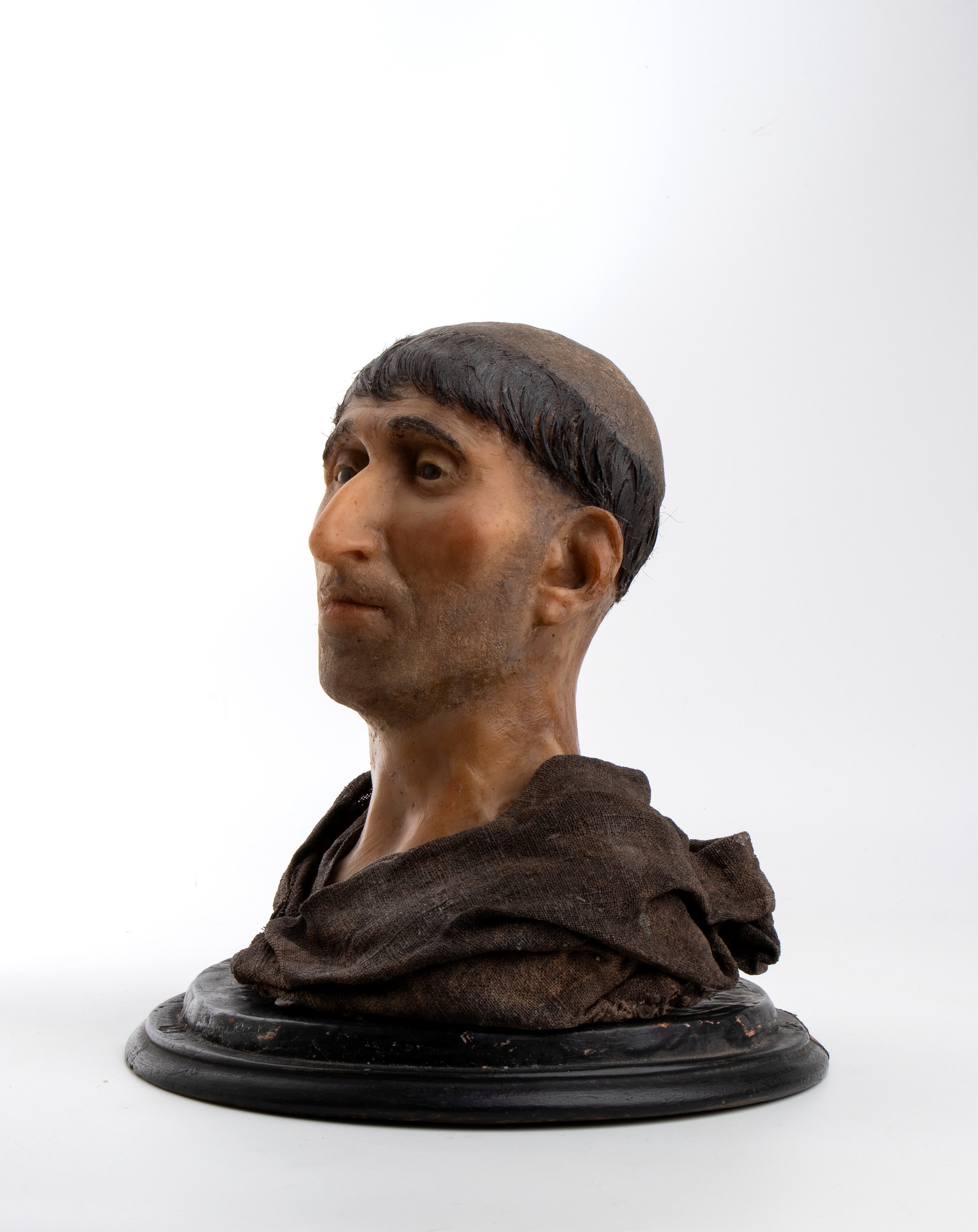 Ceroplastica, Girolamo Savonarola a mezzo busto entro campana di vetro, ambito napoletano XVII-XV...