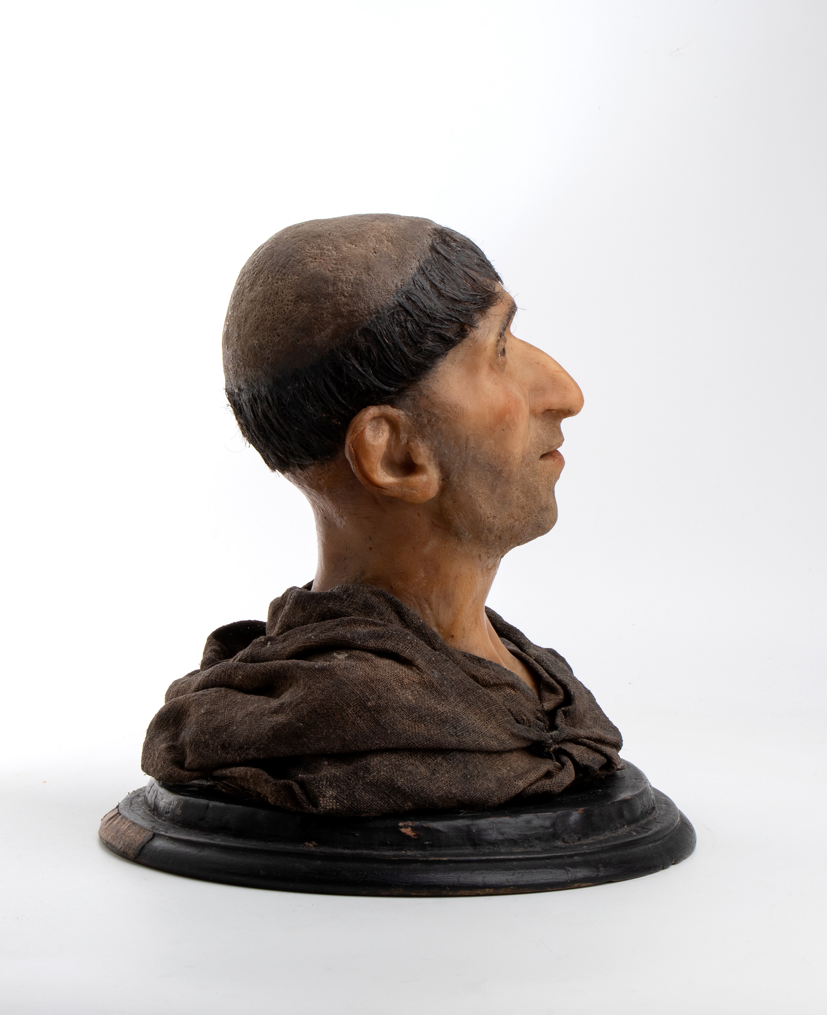 Ceroplastica, Girolamo Savonarola a mezzo busto entro campana di vetro, ambito napoletano XVII-XV...