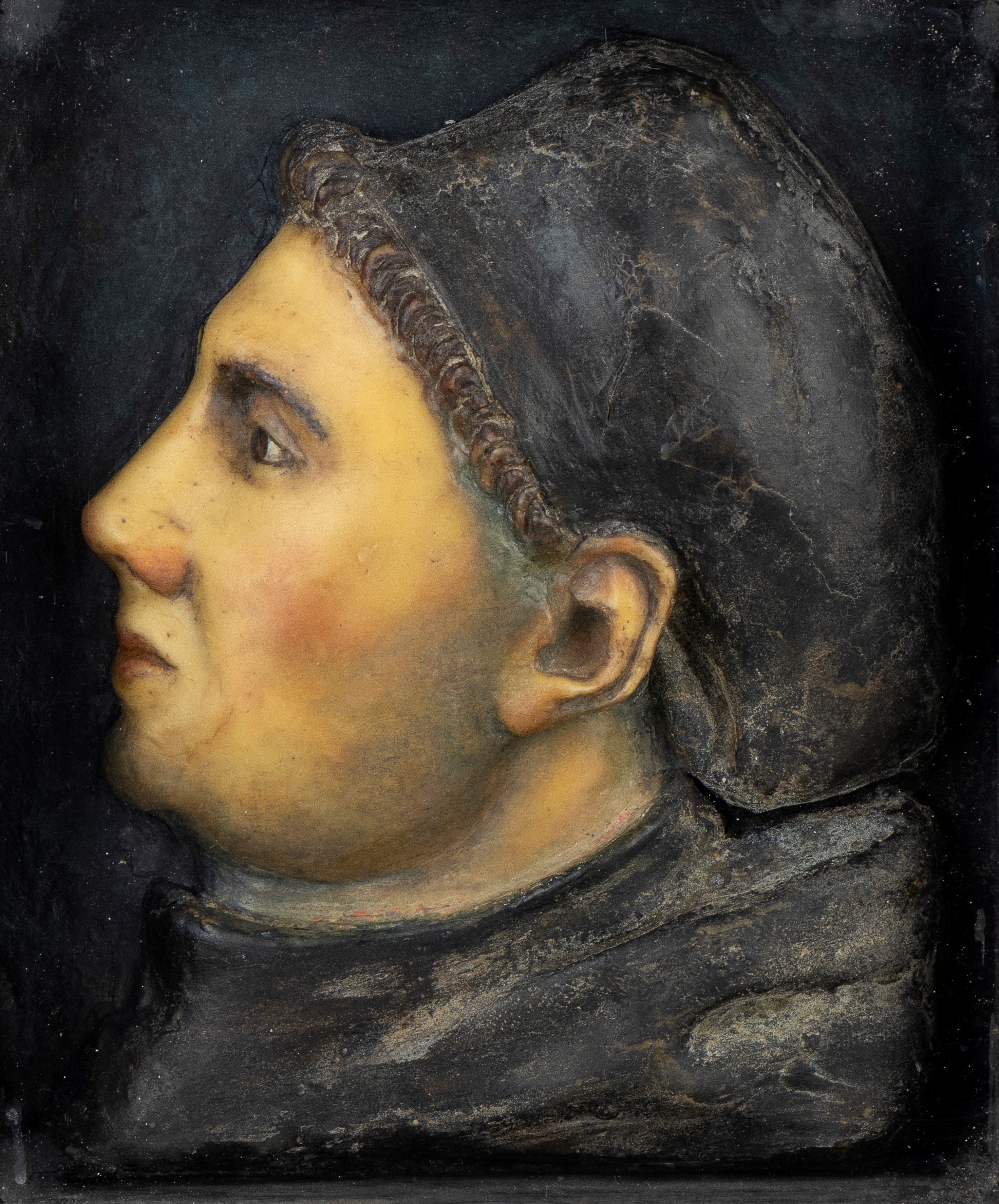 Ambito napoletano (XVII-XVIII secolo), Ceroplastica raffigurante Martin Lutero in bassorilievo po...
