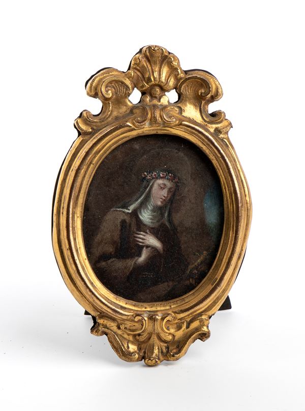 Portrait of Saint Rita on copper