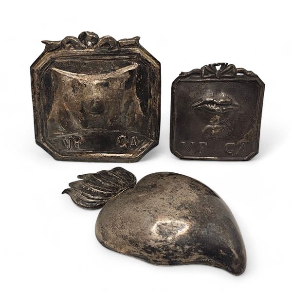 A group of 3 Italian solid silver ex-voto