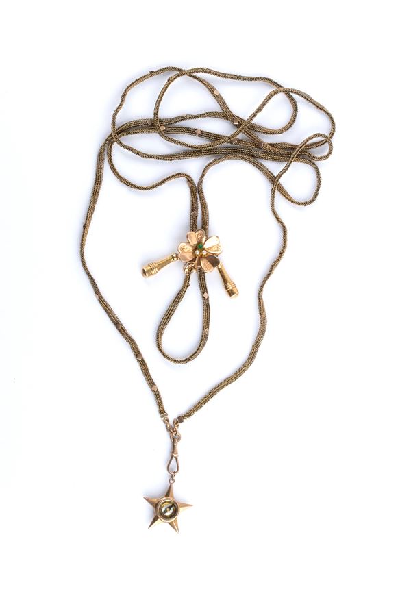 Gold necklace with pendants