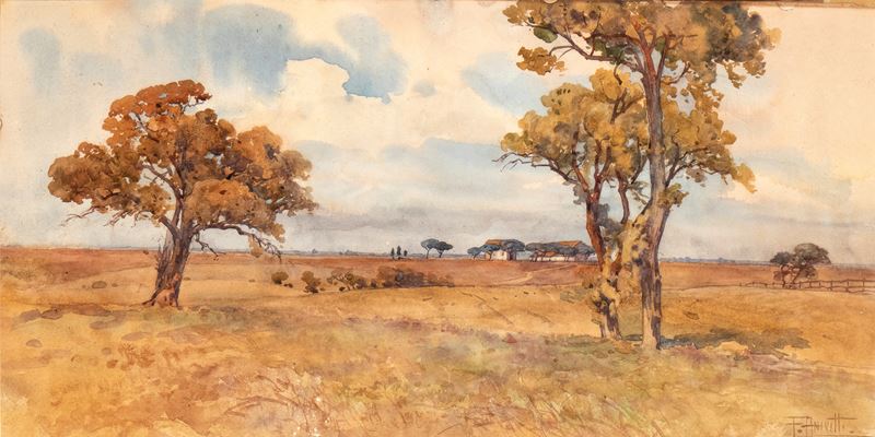 Filippo Anivitti - Paesaggio di Campagna