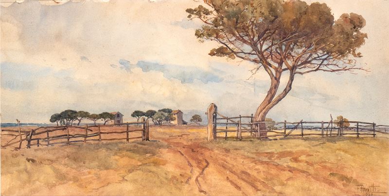 Filippo Anivitti - Paesaggio di Campagna