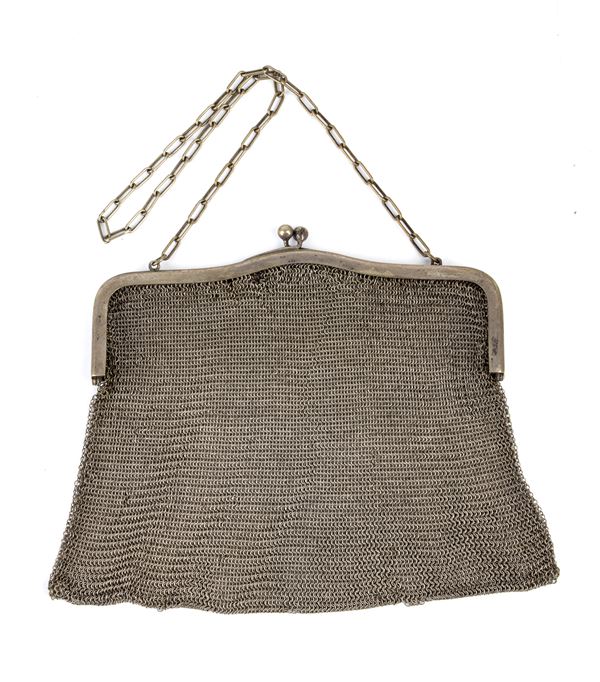 Italian solid silver knit handbag