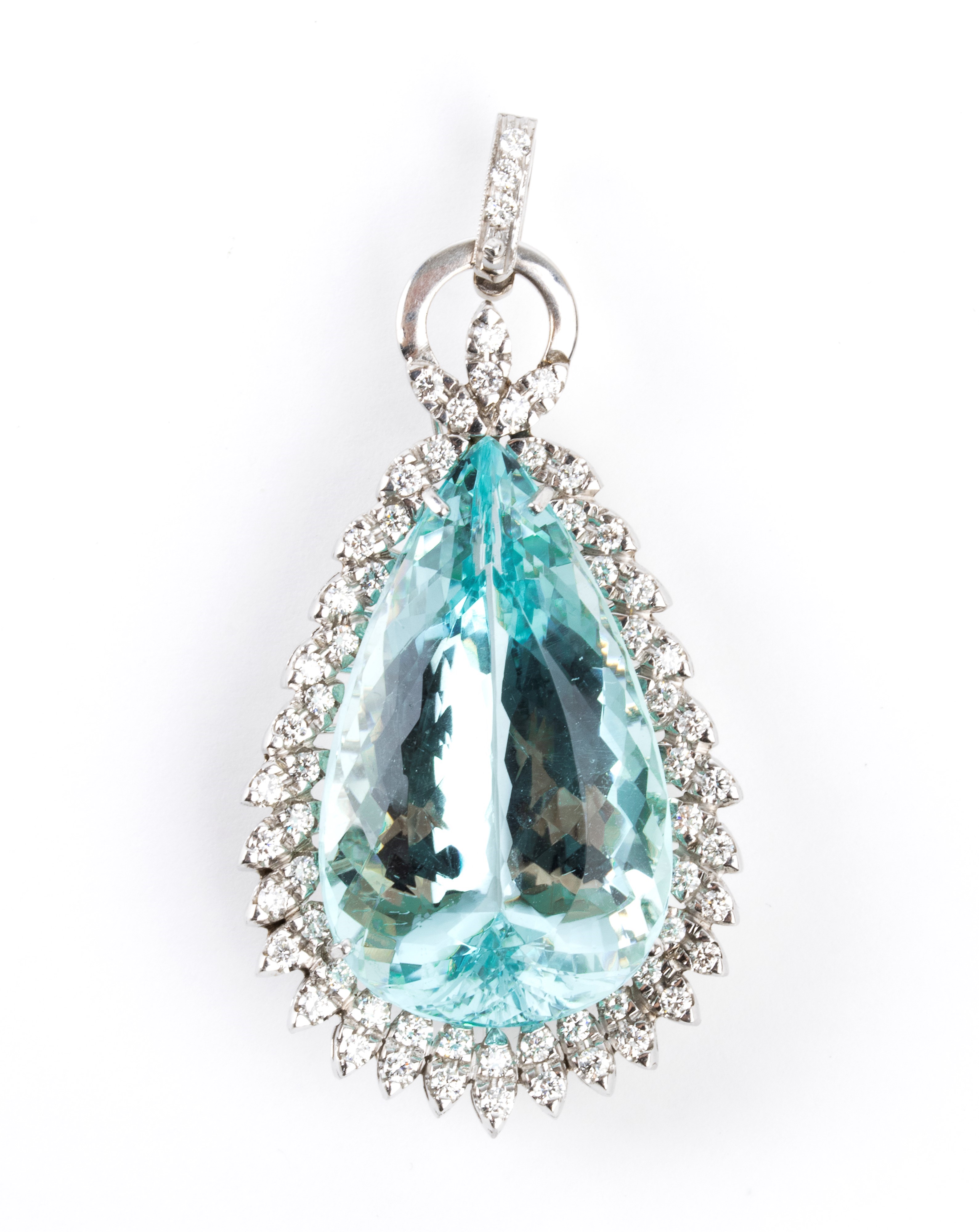 Pendente in oro con acquamarina e diamanti