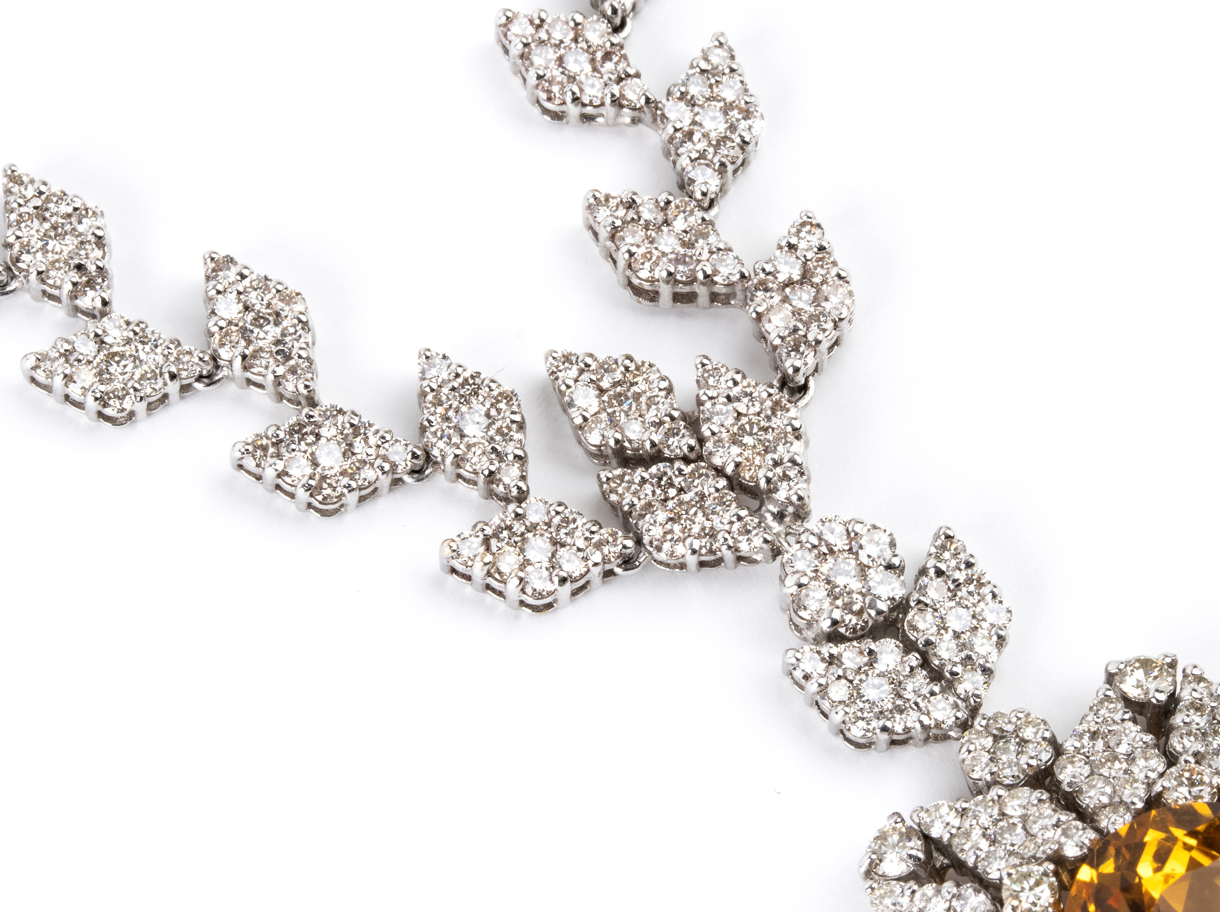 Girocollo in oro con quarzo citrino e diamanti