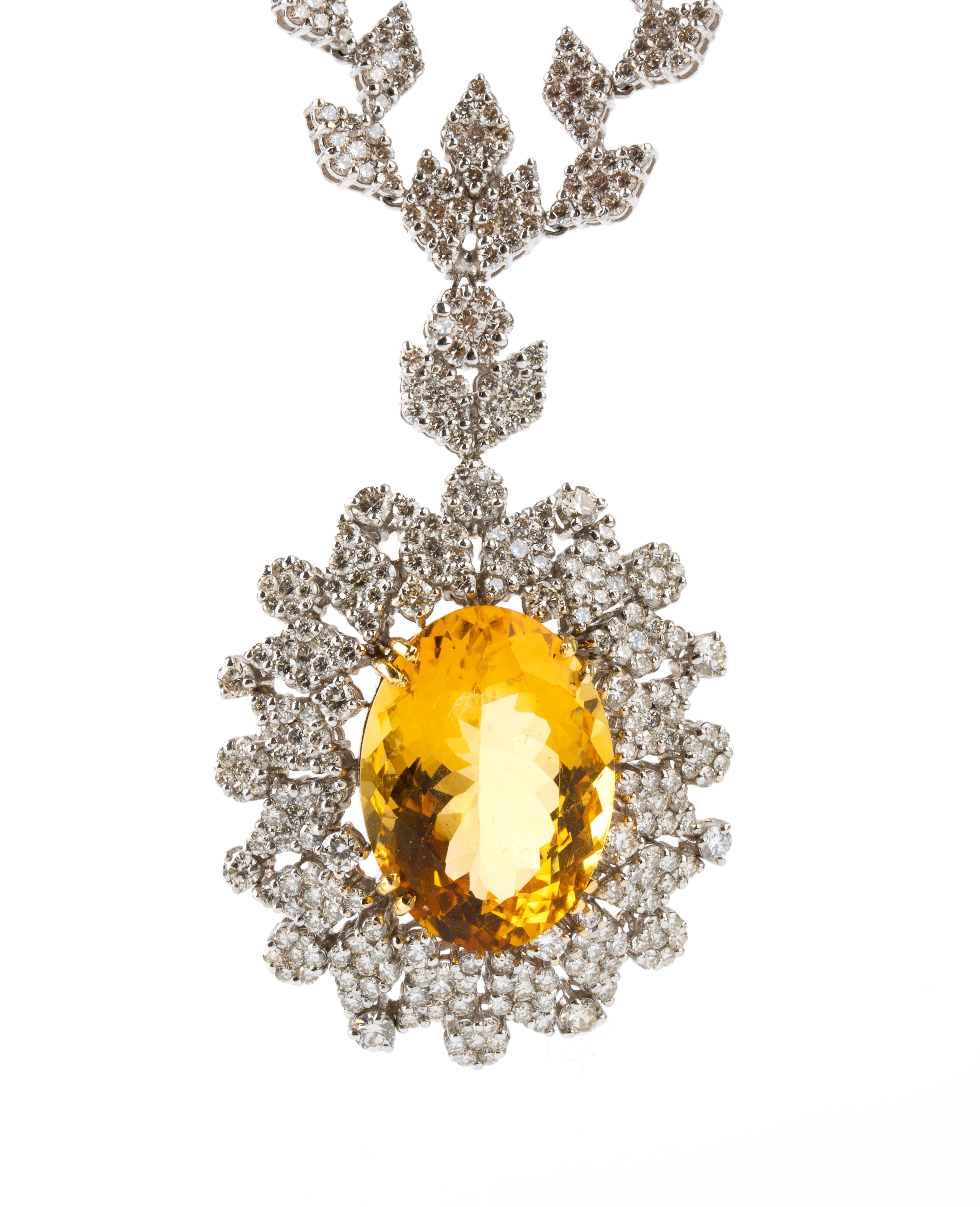 Girocollo in oro con quarzo citrino e diamanti
