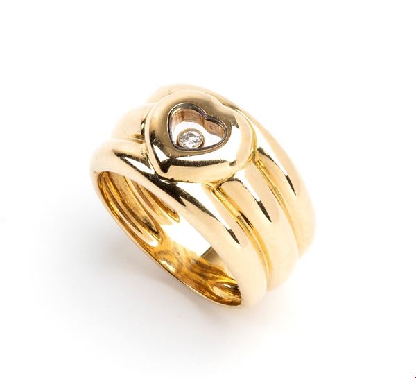 CHOPARD - Happy Diamond collection: diamond gold band ring