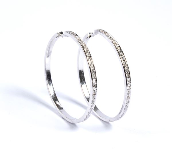 Gold and diamond hoop pair of earrings