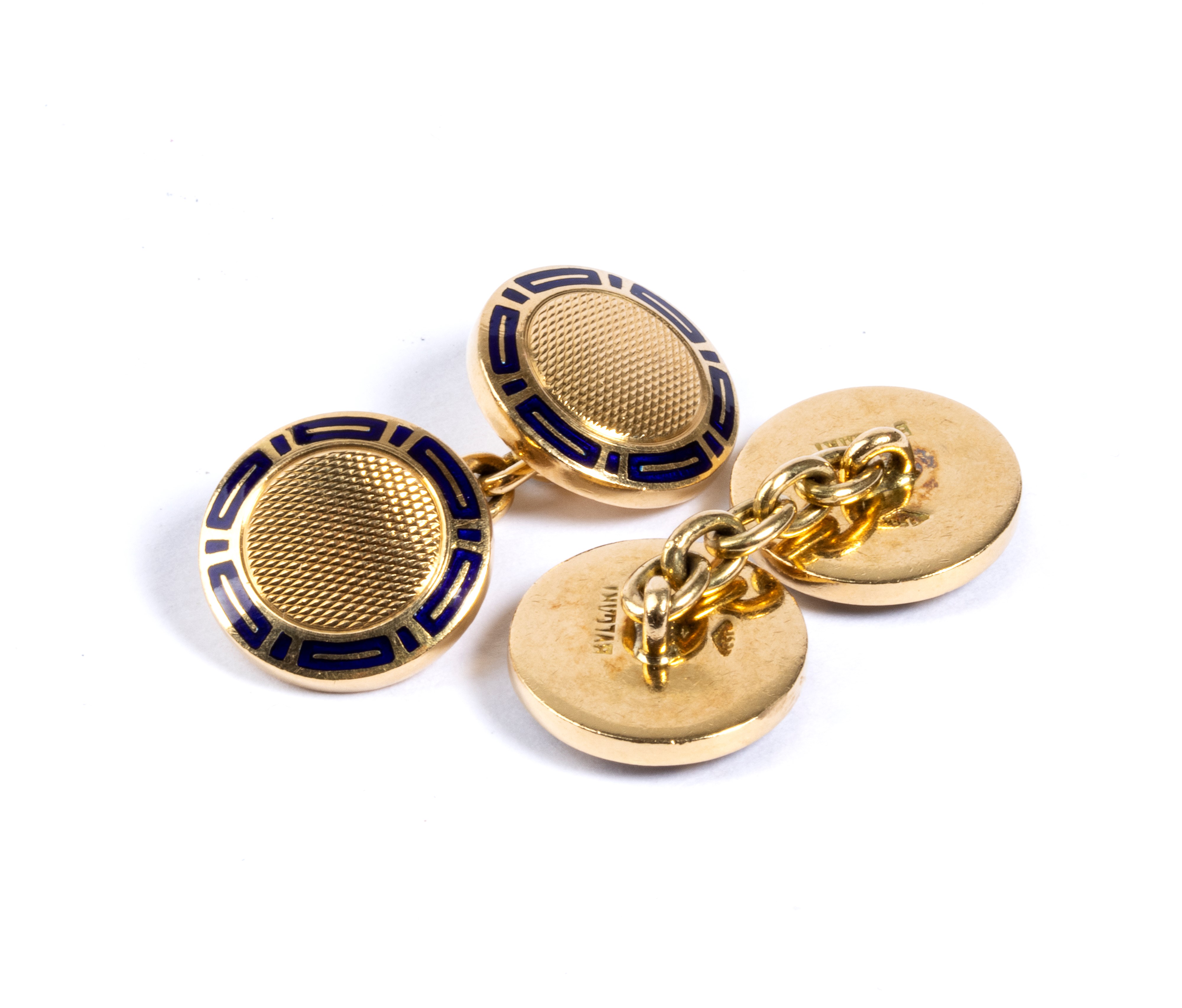 Paio di gemelli ida polso in oro e smalti blu