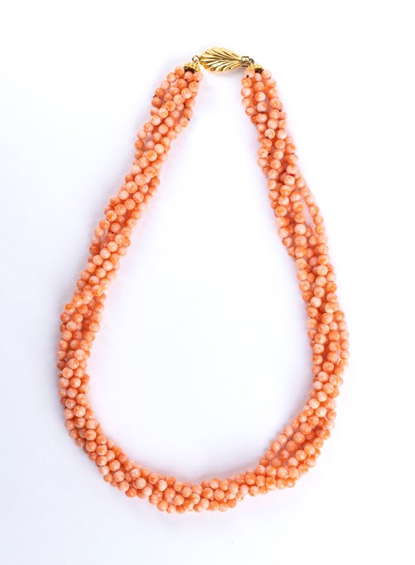 Pink coral torsade necklace