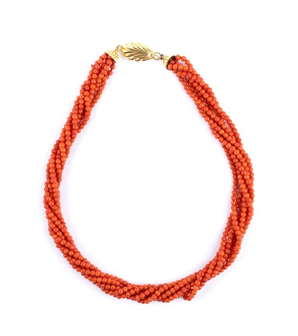 Mediterranean coral gold necklace