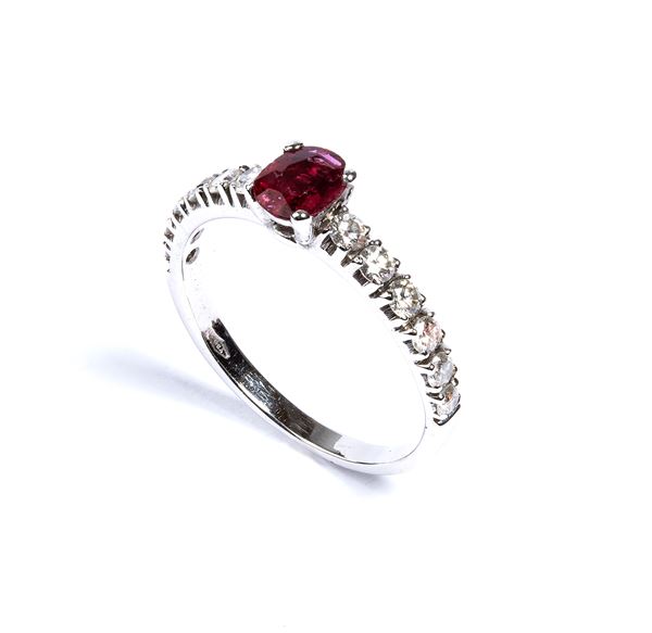 Gold ring with ruby and diamonds