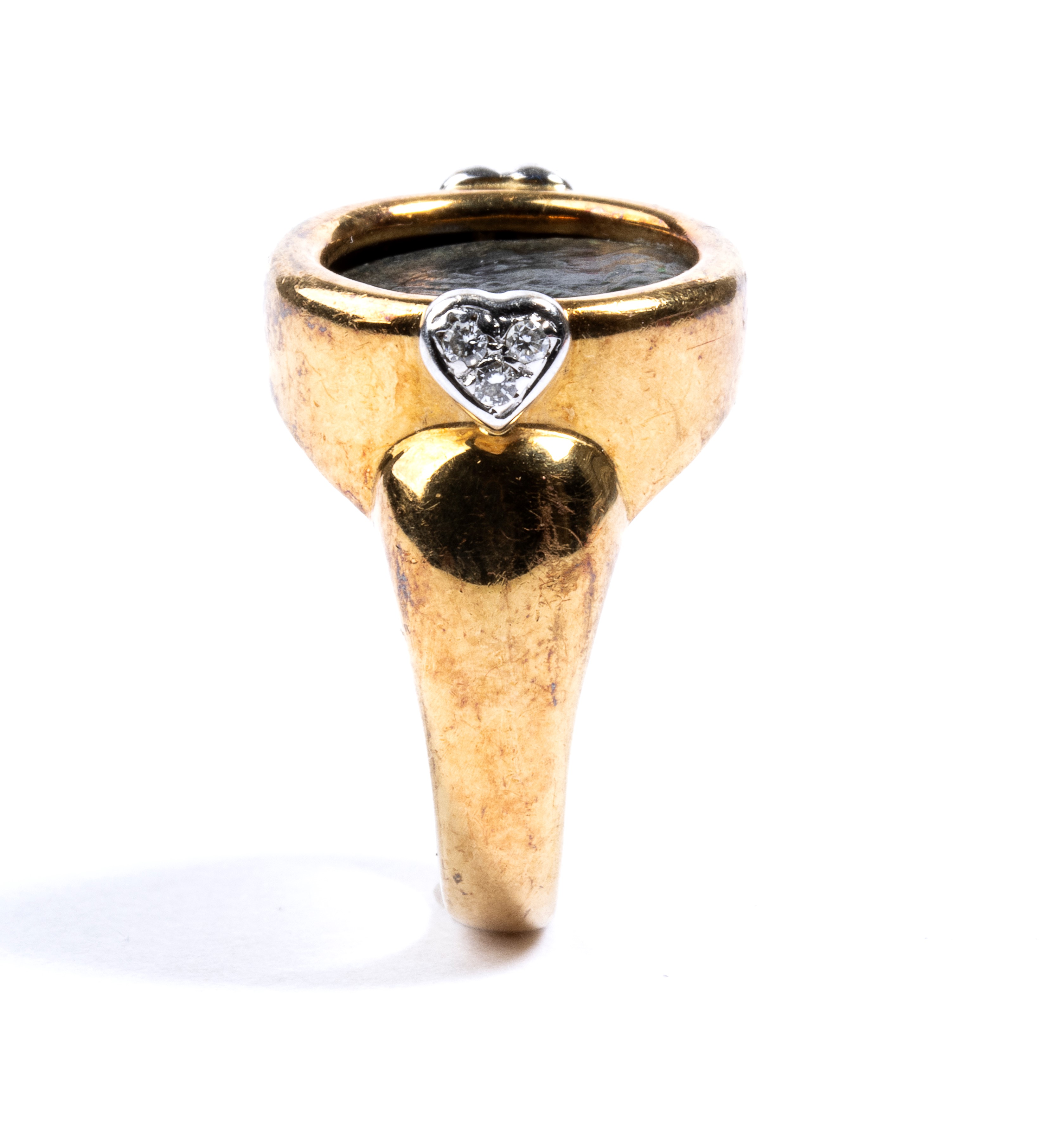 Anello in oro con diamanti e moneta romana