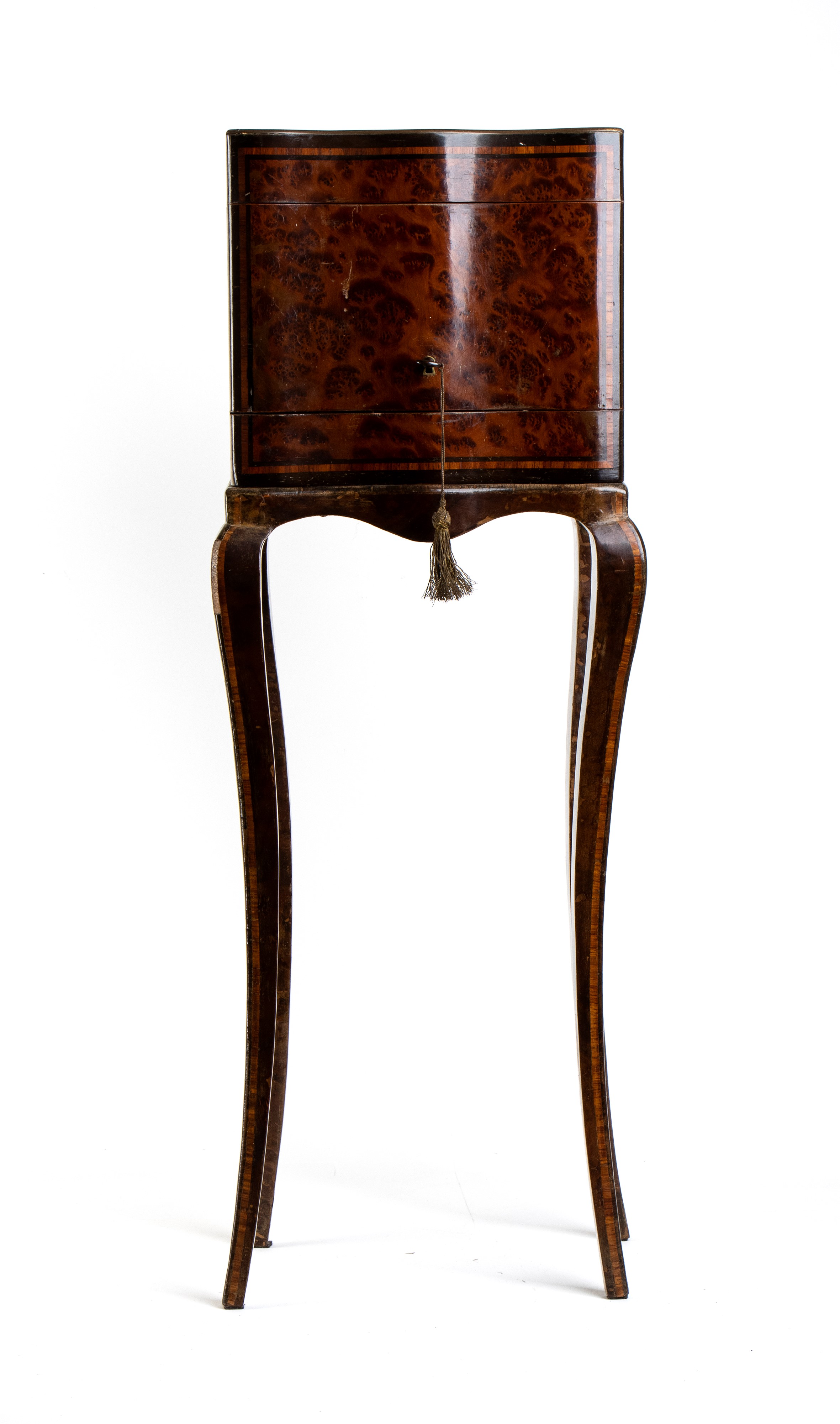 Mobiletto porta tè francese con contenitori in argento