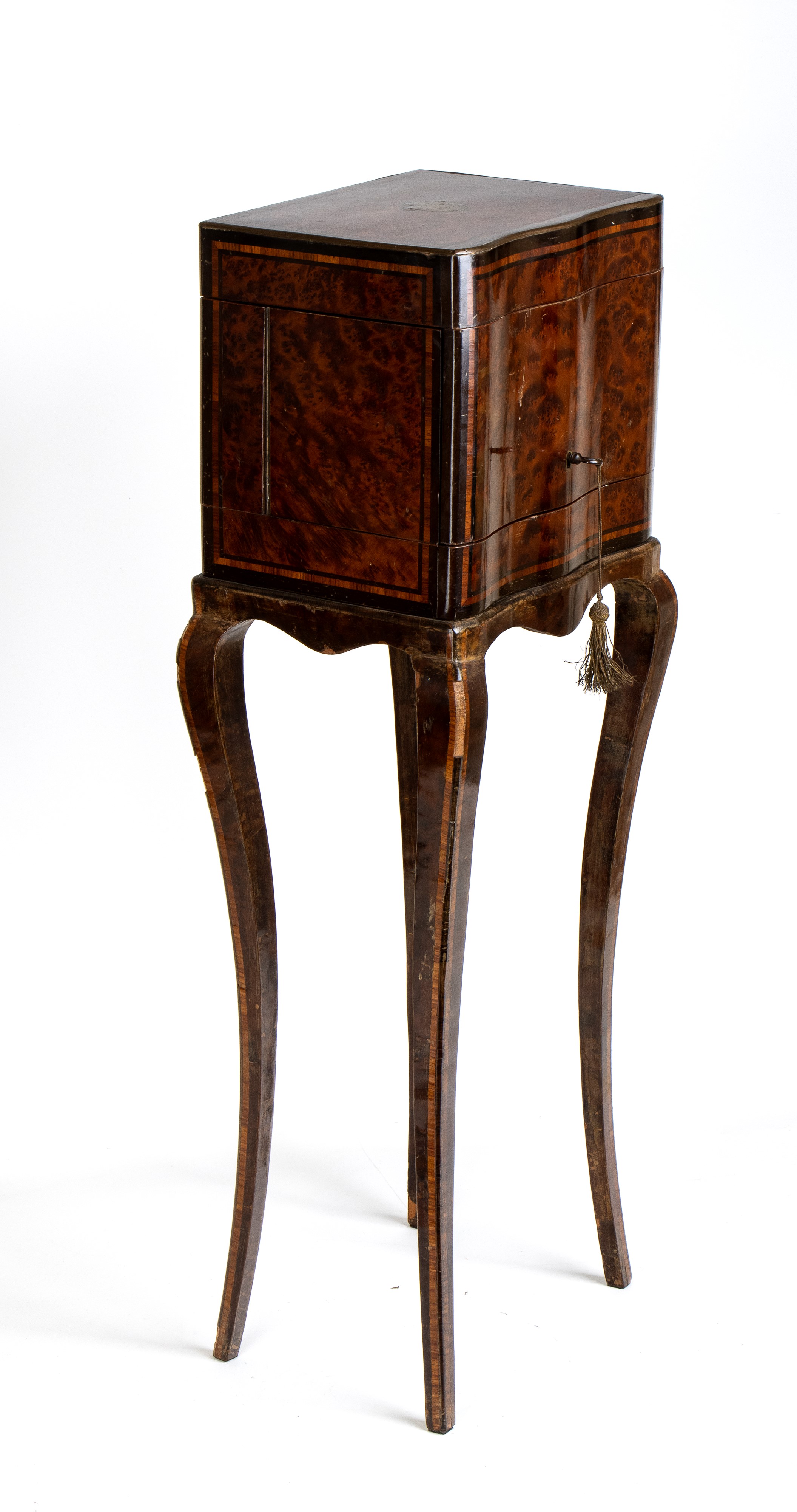 Mobiletto porta tè francese con contenitori in argento