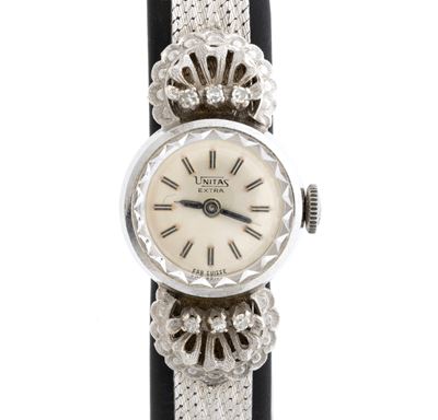 Orologio da polso Lady in oro bianco 18k e brillanti (anni '50)