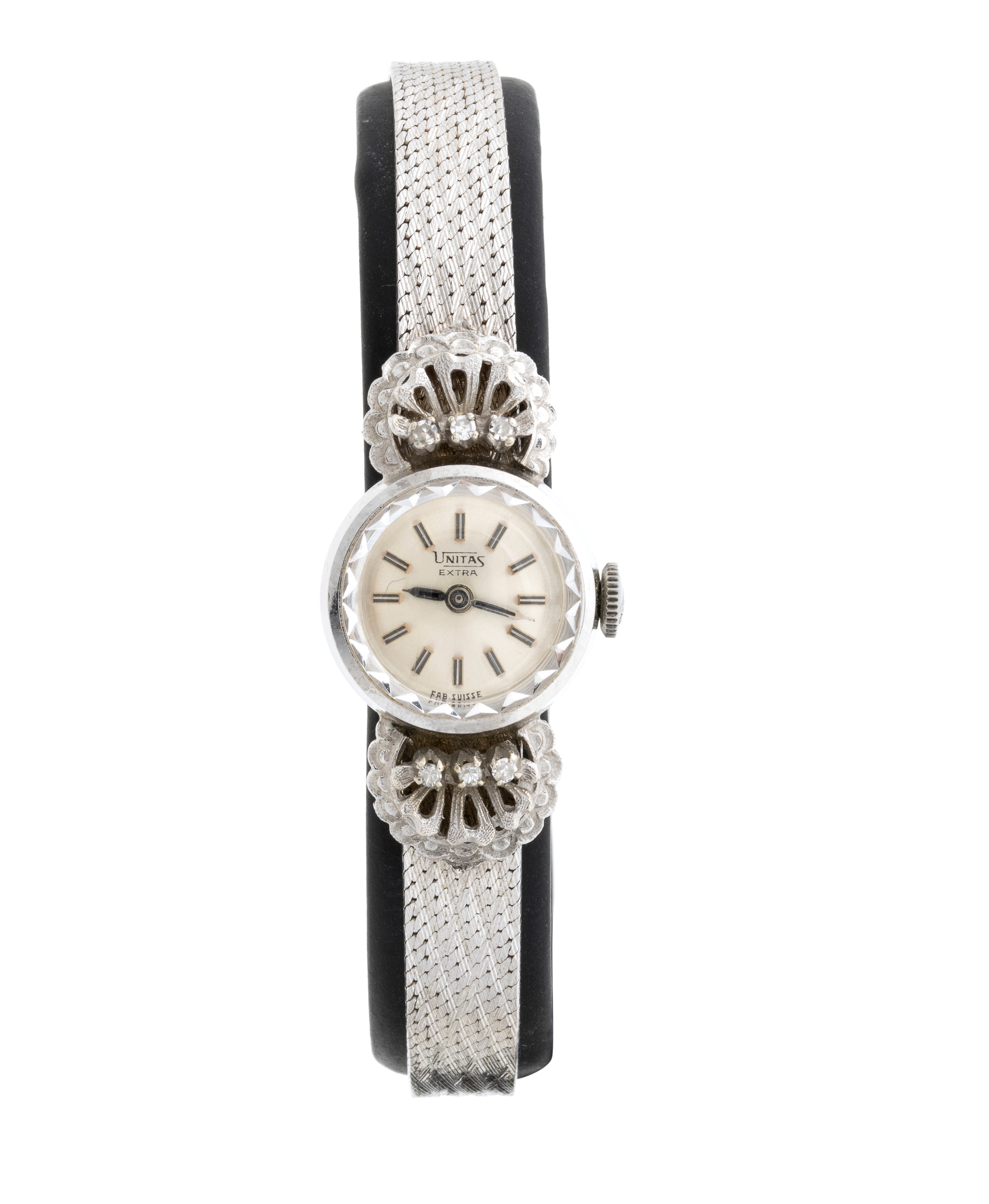 Unitas - Orologio Lady in oro bianco 18k con brillanti, anni '50