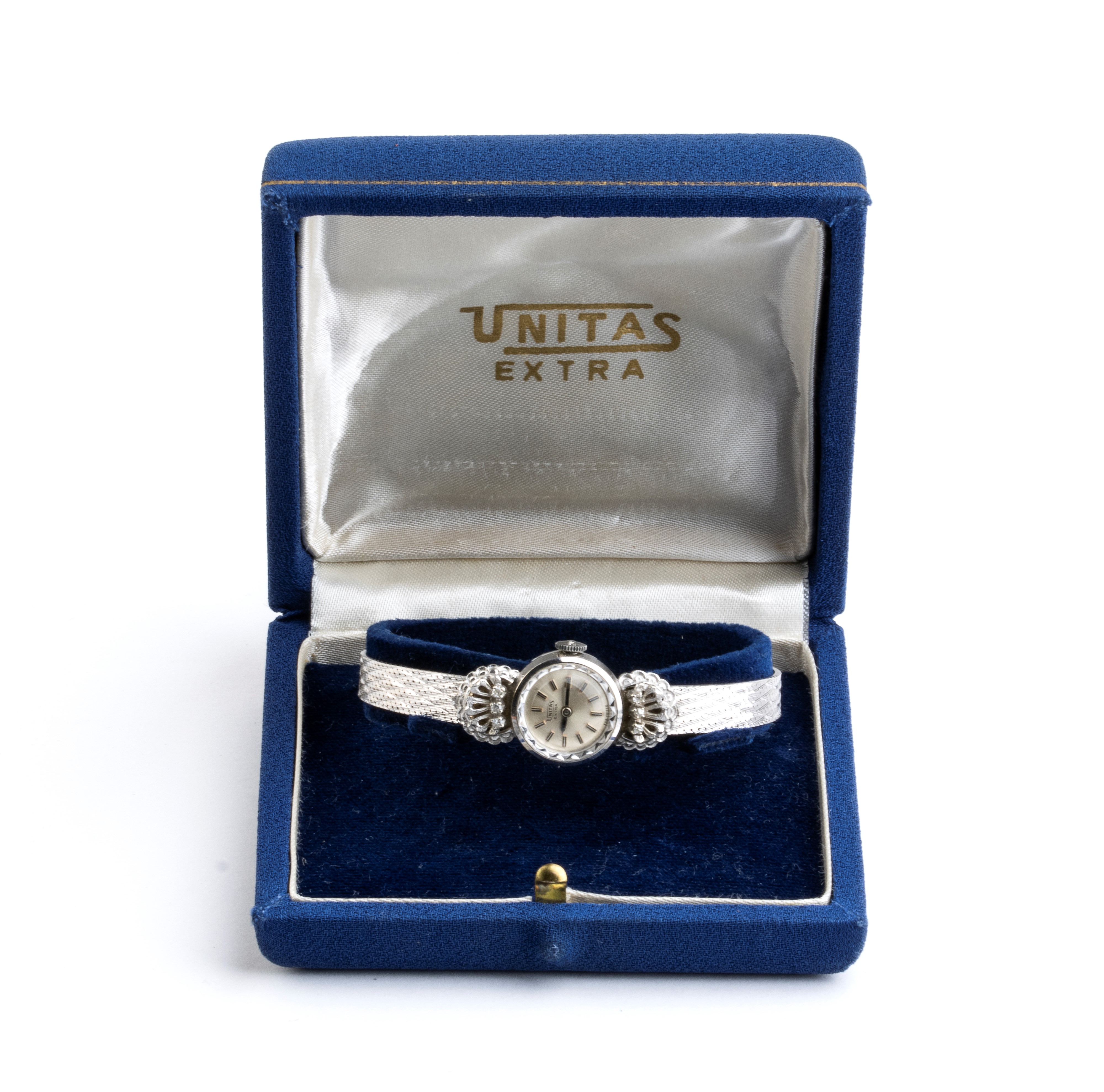 Unitas - Orologio Lady in oro bianco 18k con brillanti, anni '50
