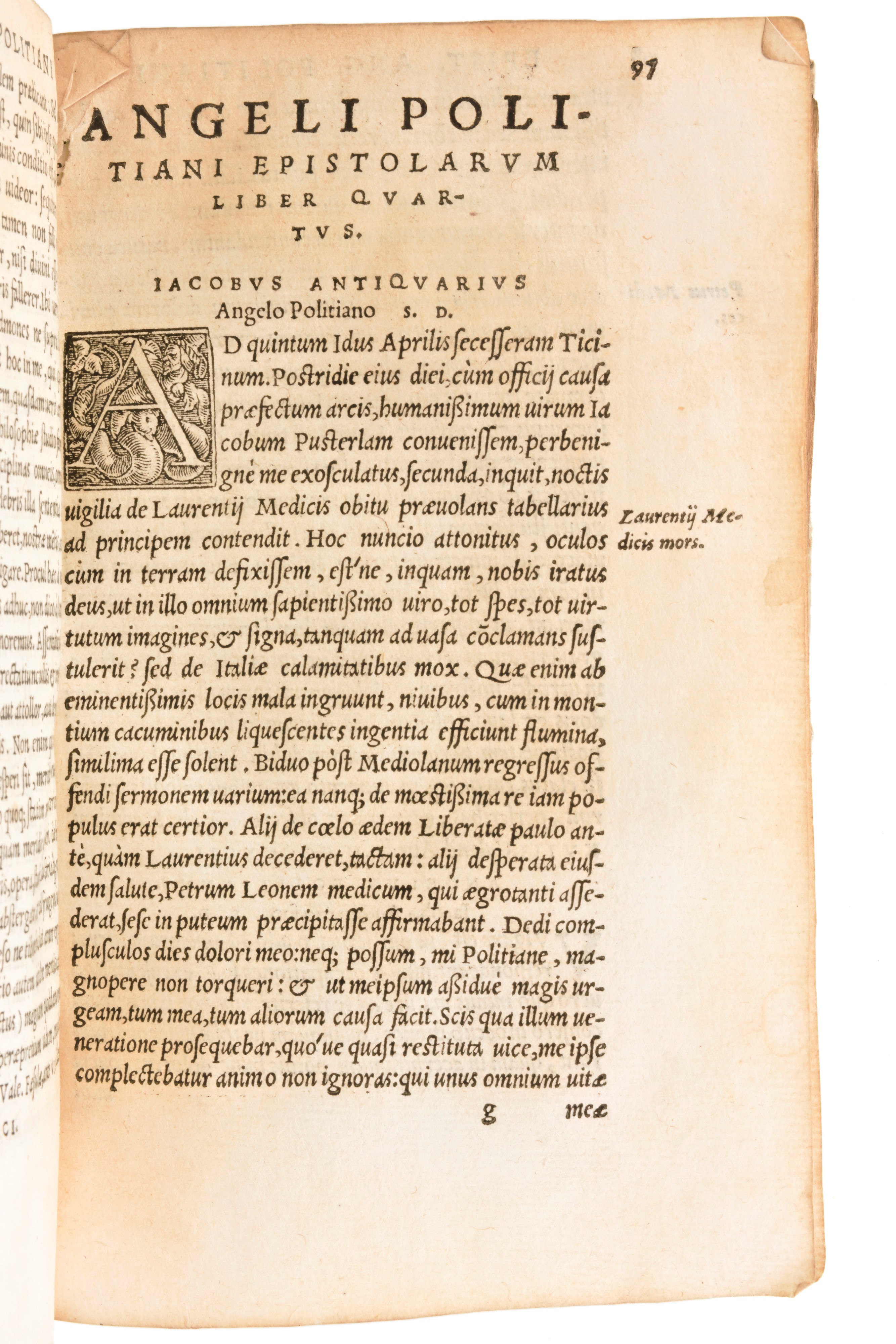 [classici Greci/latini] Poliziano, Angelo : Angeli Politiani Operum. Epistolarum Libros XII. Ac M...