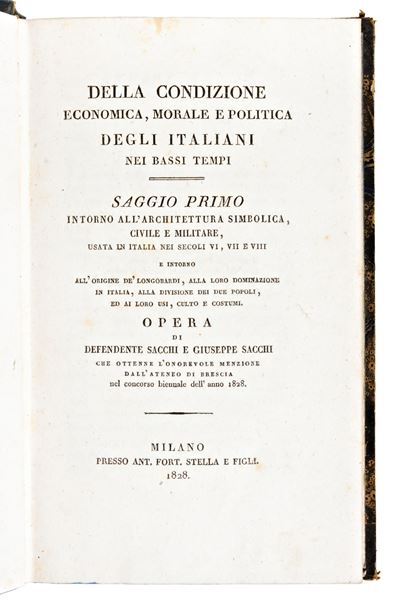[economia/politica] Sacchi, Giuseppe & Defendente : della Condizione Economica, Morale e Politica...