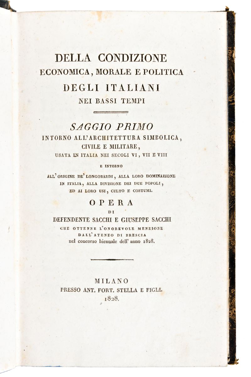 [economia/politica] Sacchi, Giuseppe & Defendente : della Condizione Economica, Morale e Politica...