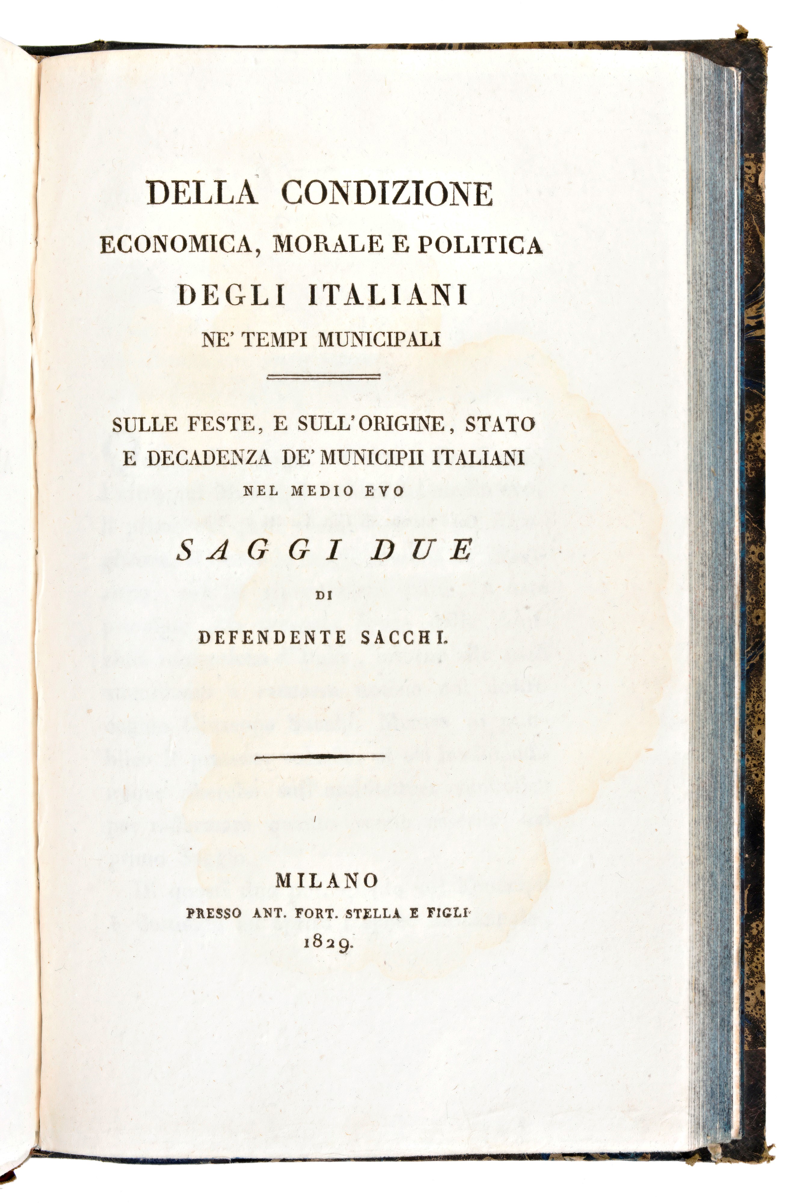 [economia/politica] Sacchi, Giuseppe & Defendente : della Condizione Economica, Morale e Politica...