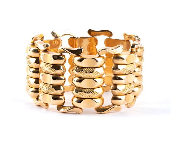 Wide band gold bracelet