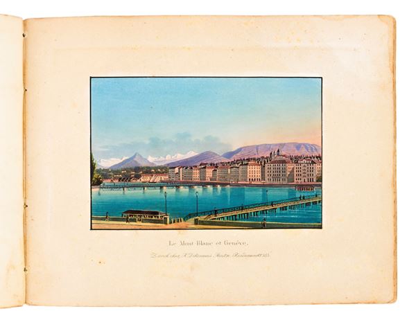 [Album] Souvenir du Lac de Genève et ses environs. Zurich, R. Dikenmann peintre. 13 acquetinte [1850 ca.]