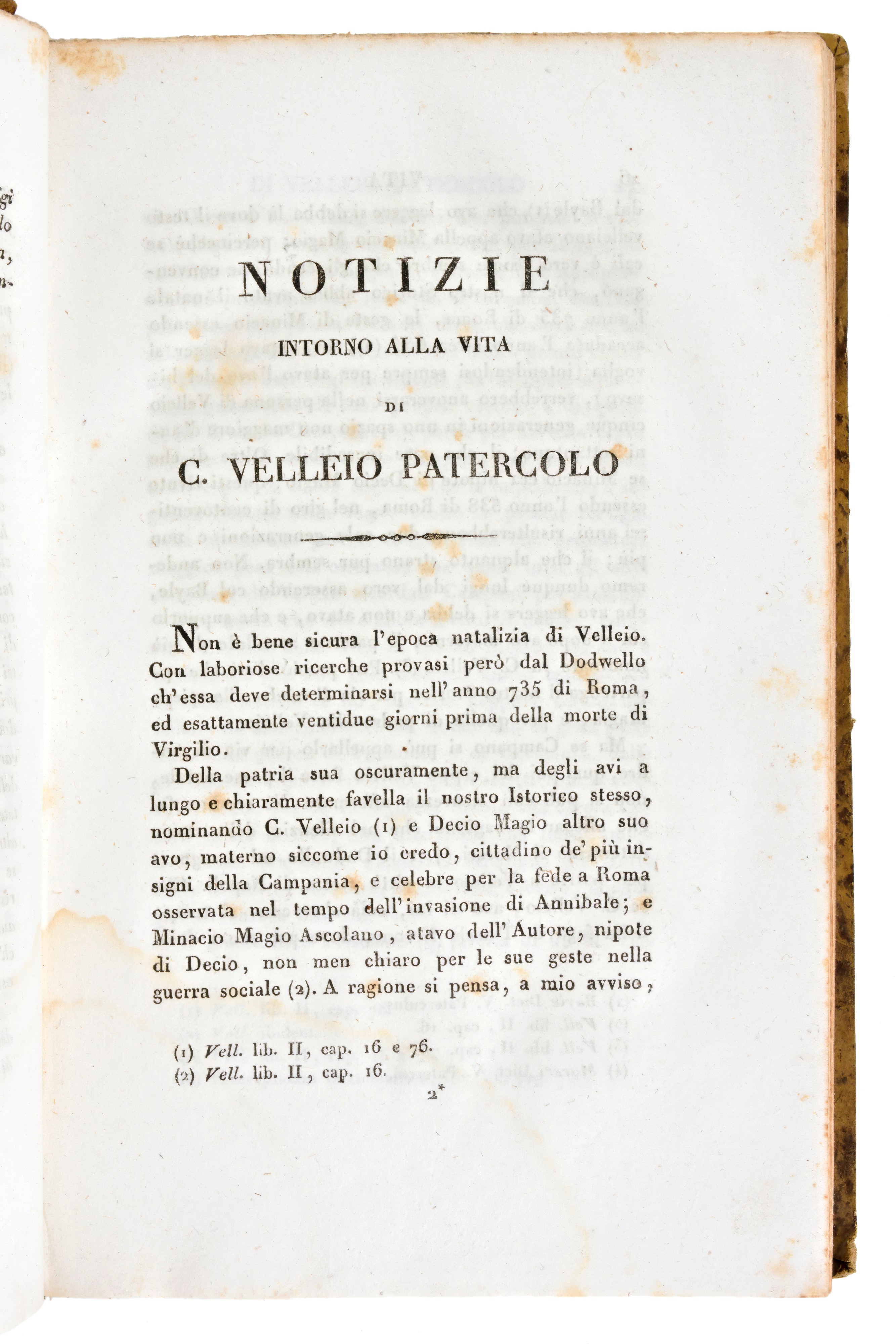 [Storia/Roma] Velleius Paterculus, Caius : Velleio Patercolo Istoria romana. Valerio Massimo, Det...