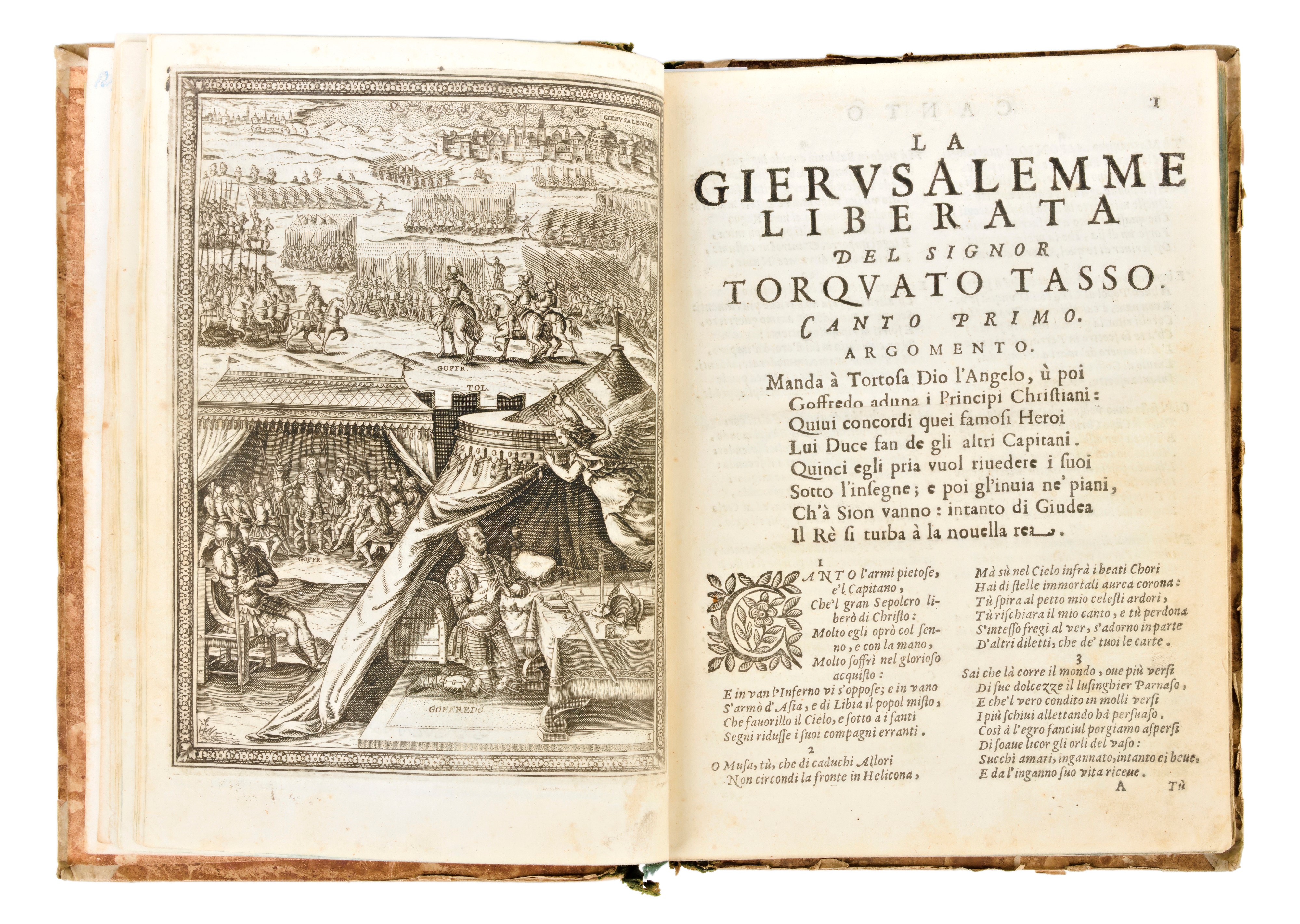 Tasso, Torquato : la Gerusalemme Liberata... Adornata con Bellissime Figure a Ciascun Canto. in V...