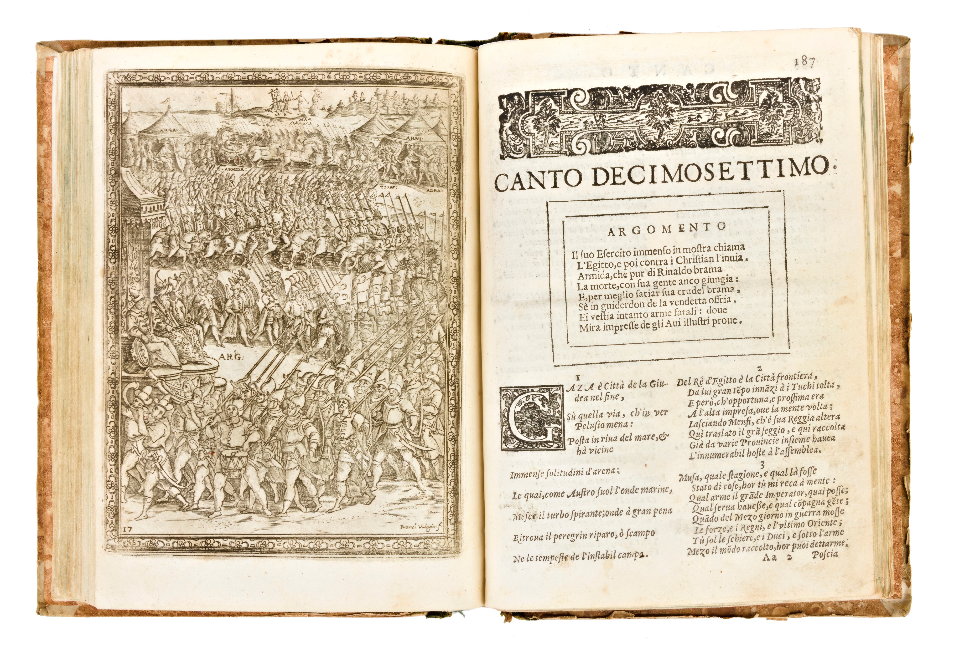 Tasso, Torquato : la Gerusalemme Liberata... Adornata con Bellissime Figure a Ciascun Canto. in V...