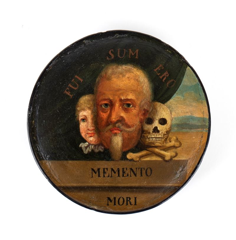 Scatola russa “Memento Mori”, in lacca su papier-mâché, XVIII–XIX secolo