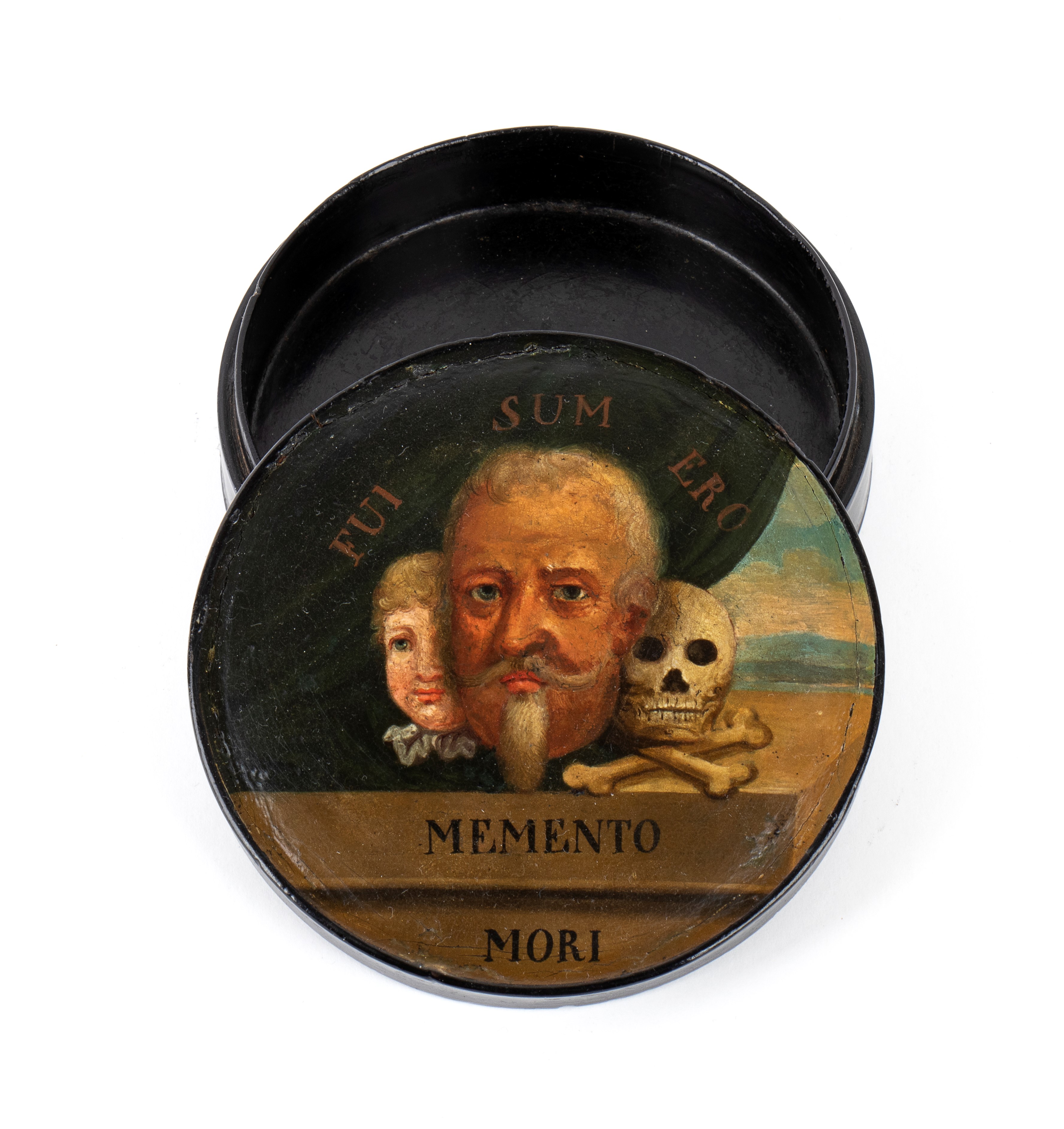 Scatola russa “Memento Mori”, in lacca su papier-mâché, XVIII–XIX secolo
