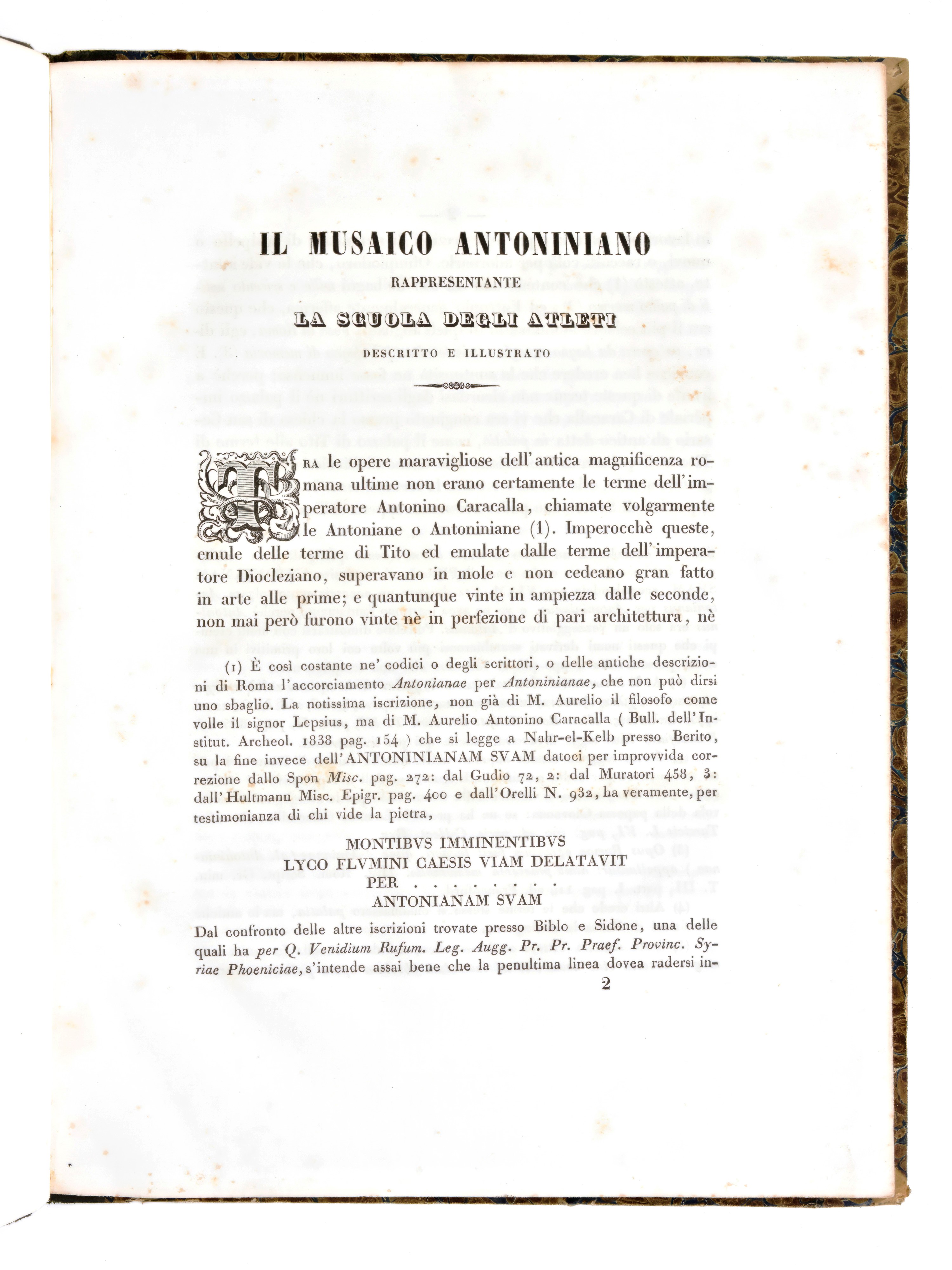 [archeologia/roma] Secchi, Giampietro : il Musaico Antoniniano Rappresentante la Scuola degli Atl...