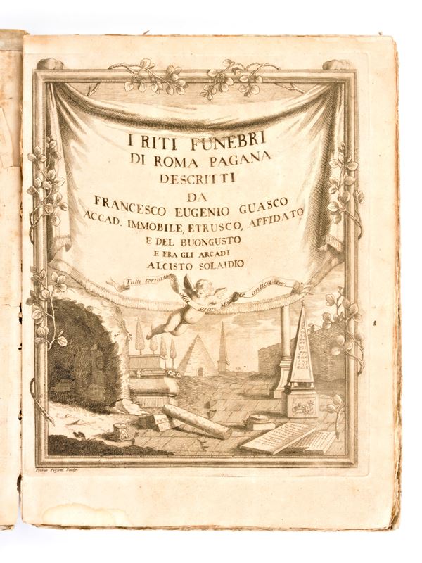 [Archeologia/Roma] Guasco, Francesco Eugenio : I Riti funebri di Roma pagana descritti da Francesco Eugenio Guasco.. In Lucca, per Filippo Maria Benedini, 1758