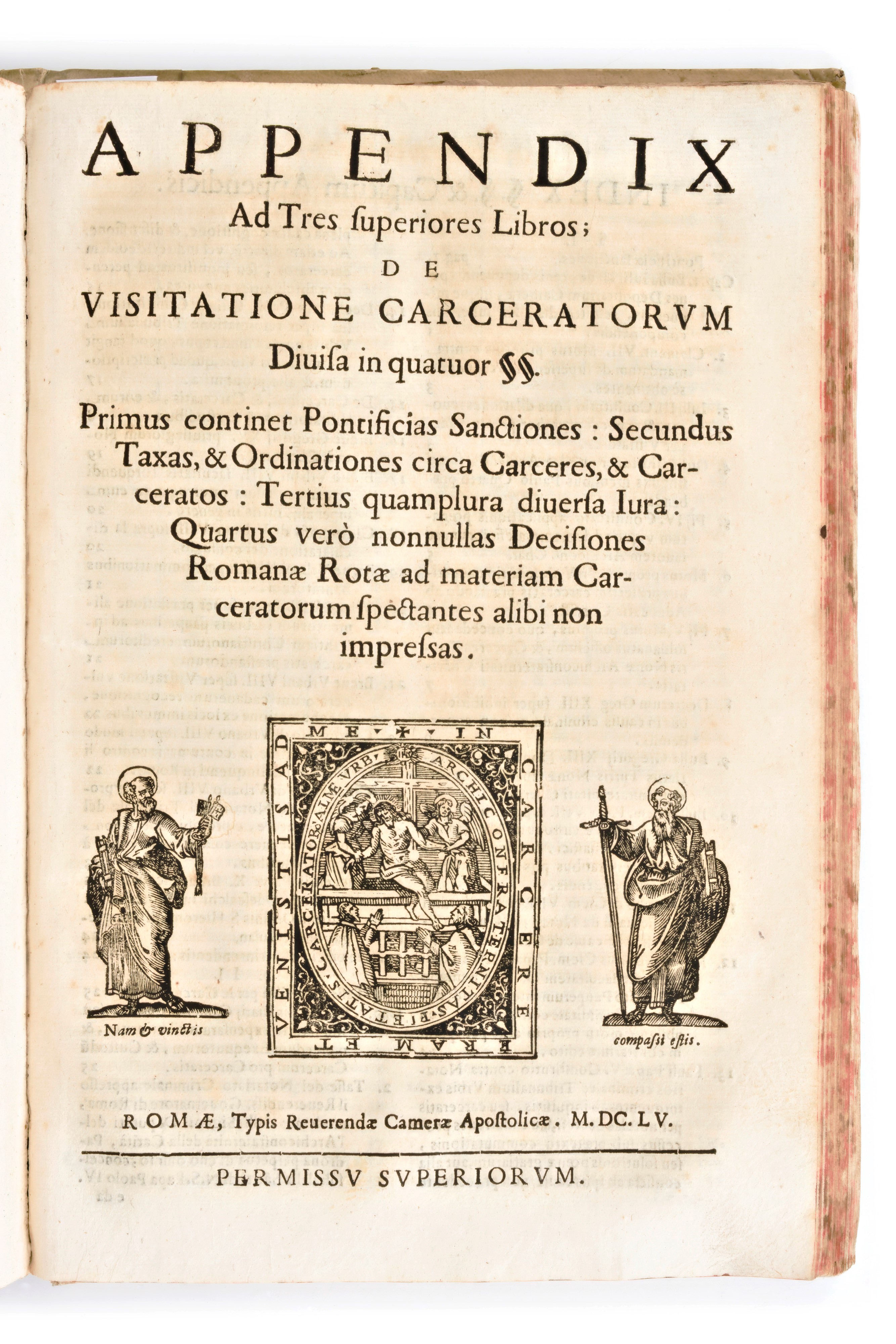 [Carceri/Roma] Scanaroli, Giovanni Battista : De visitatione carceratorum libri tres... In Roma, ...